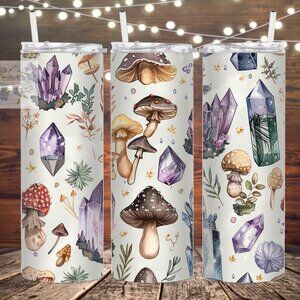 Crystals and Mushroom Metal Insulated Tumbler